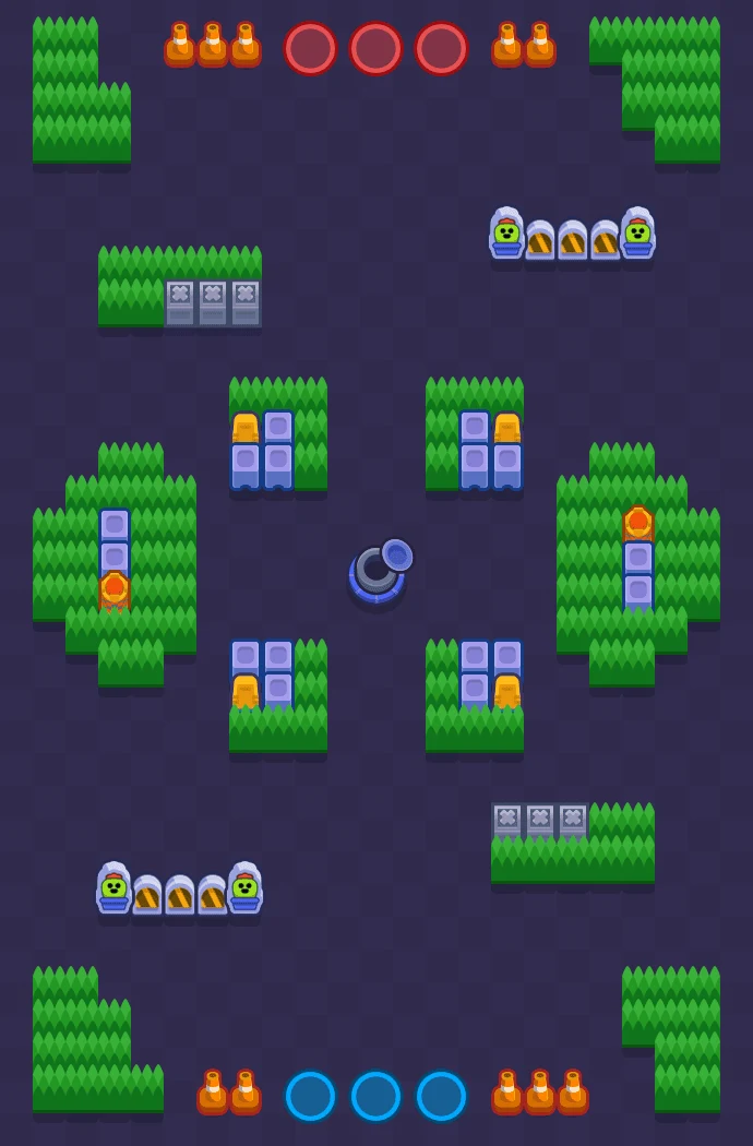 Crystal Arcade - Brawl Stars Gem Grab map layout
