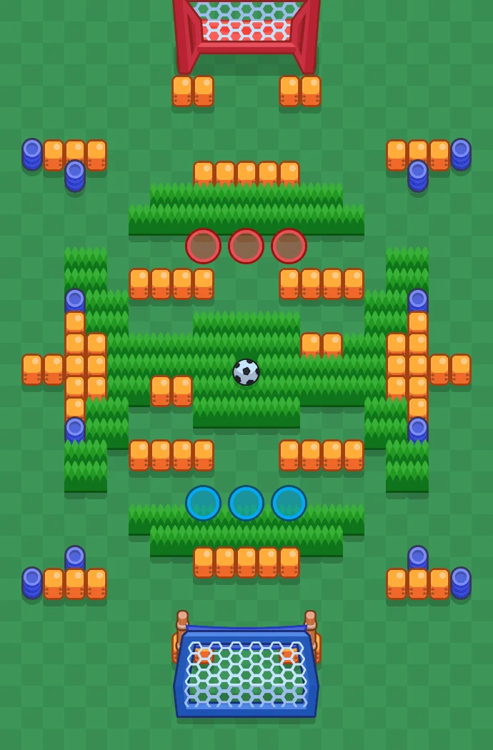 Sneaky Fields - Brawl Stars Brawl Ball map layout