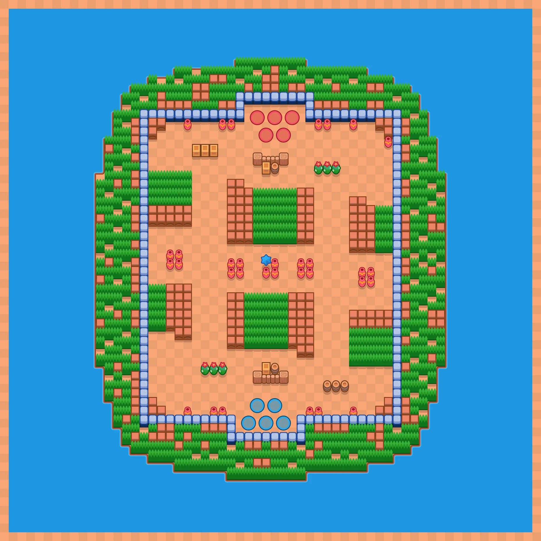 Frosty Tracks - Brawl Stars Wipeout 5v5 map layout
