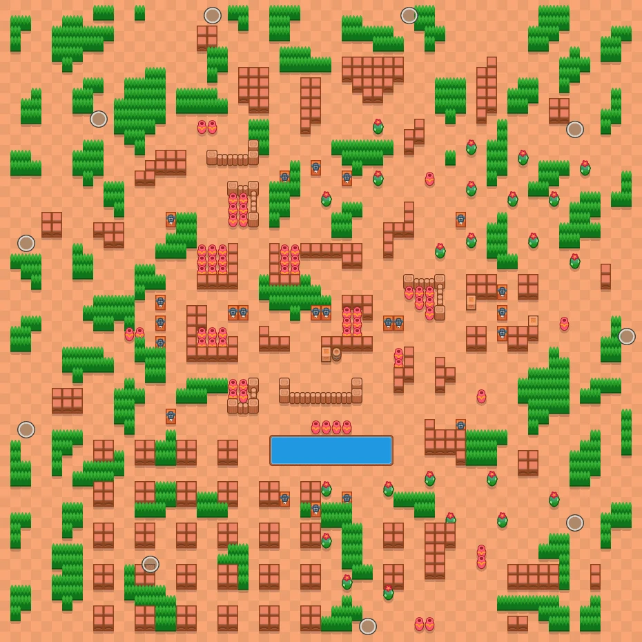 Skull Creek - Brawl Stars Solo Showdown map layout