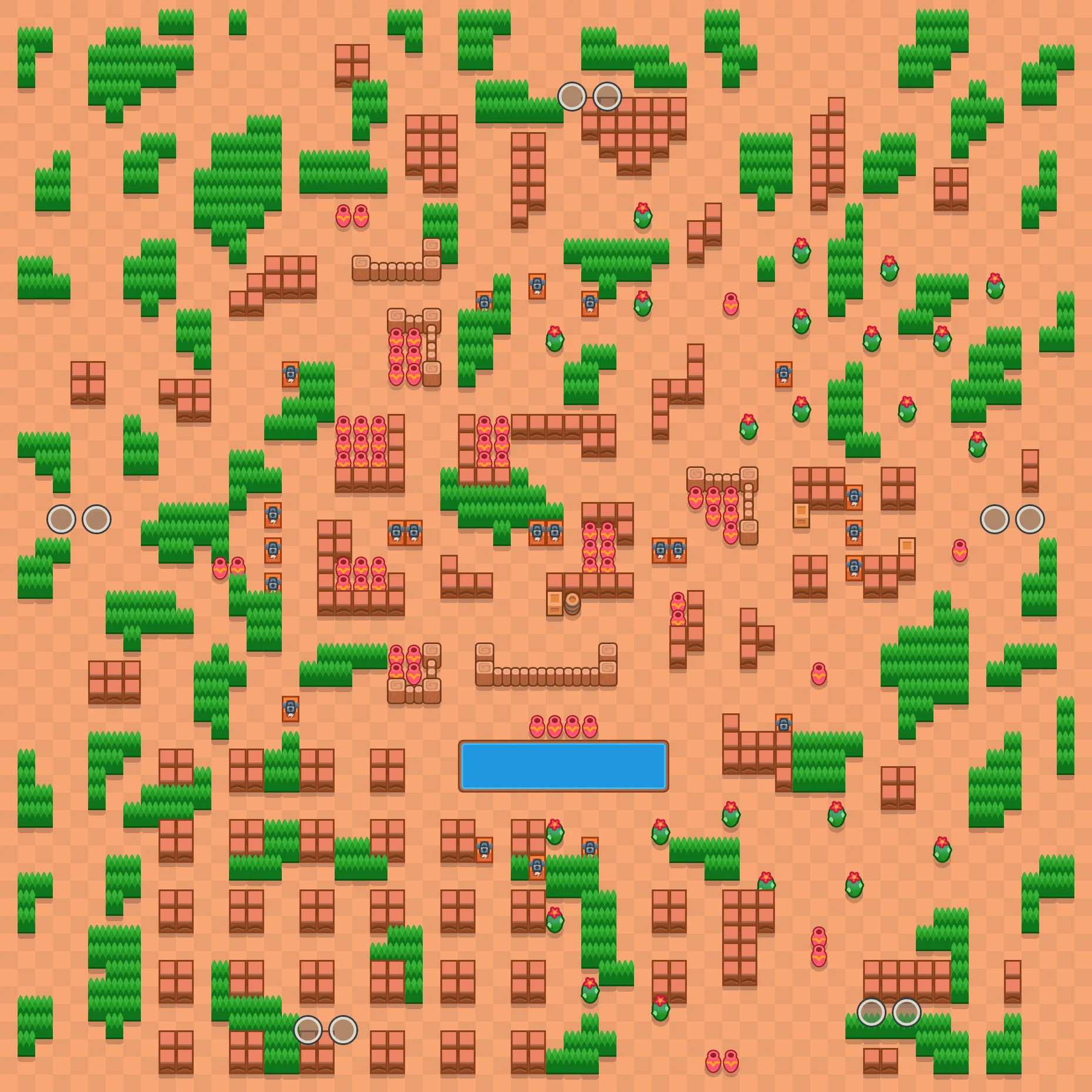 Skull Creek - Brawl Stars Trio Showdown map layout