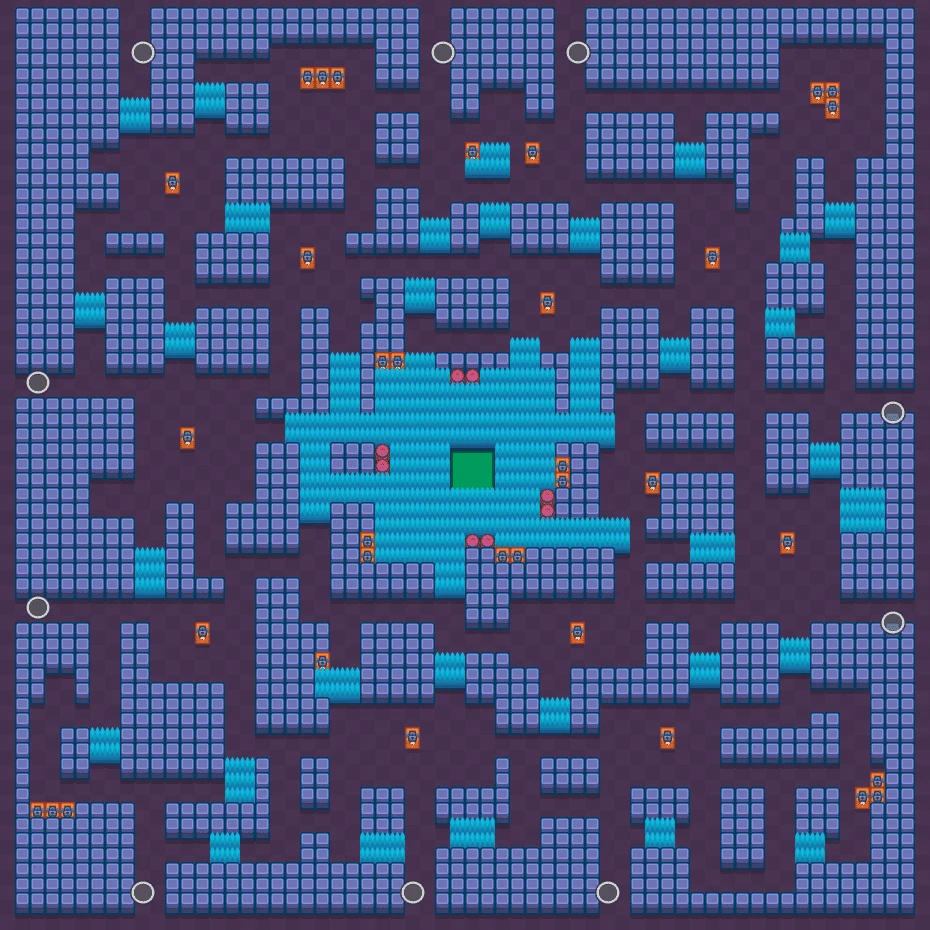 Cavern Churn - Brawl Stars Solo Showdown map layout