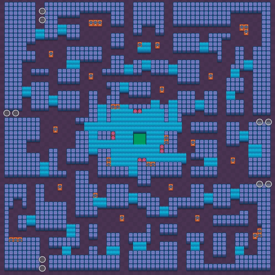 Cavern Churn - Brawl Stars Duo Showdown map layout