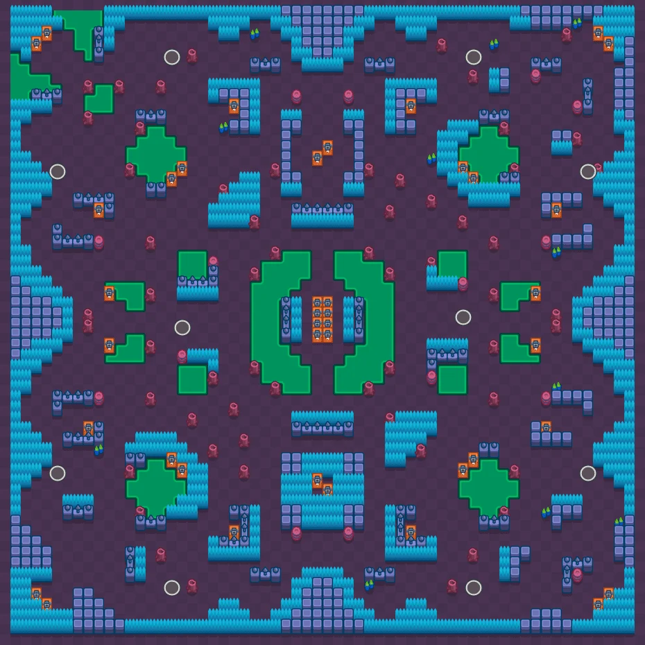 Acid Lakes - Brawl Stars Solo Showdown map layout
