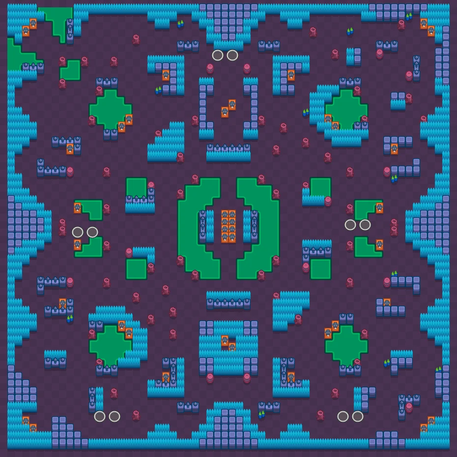Acid Lakes - Brawl Stars Duo Showdown map layout