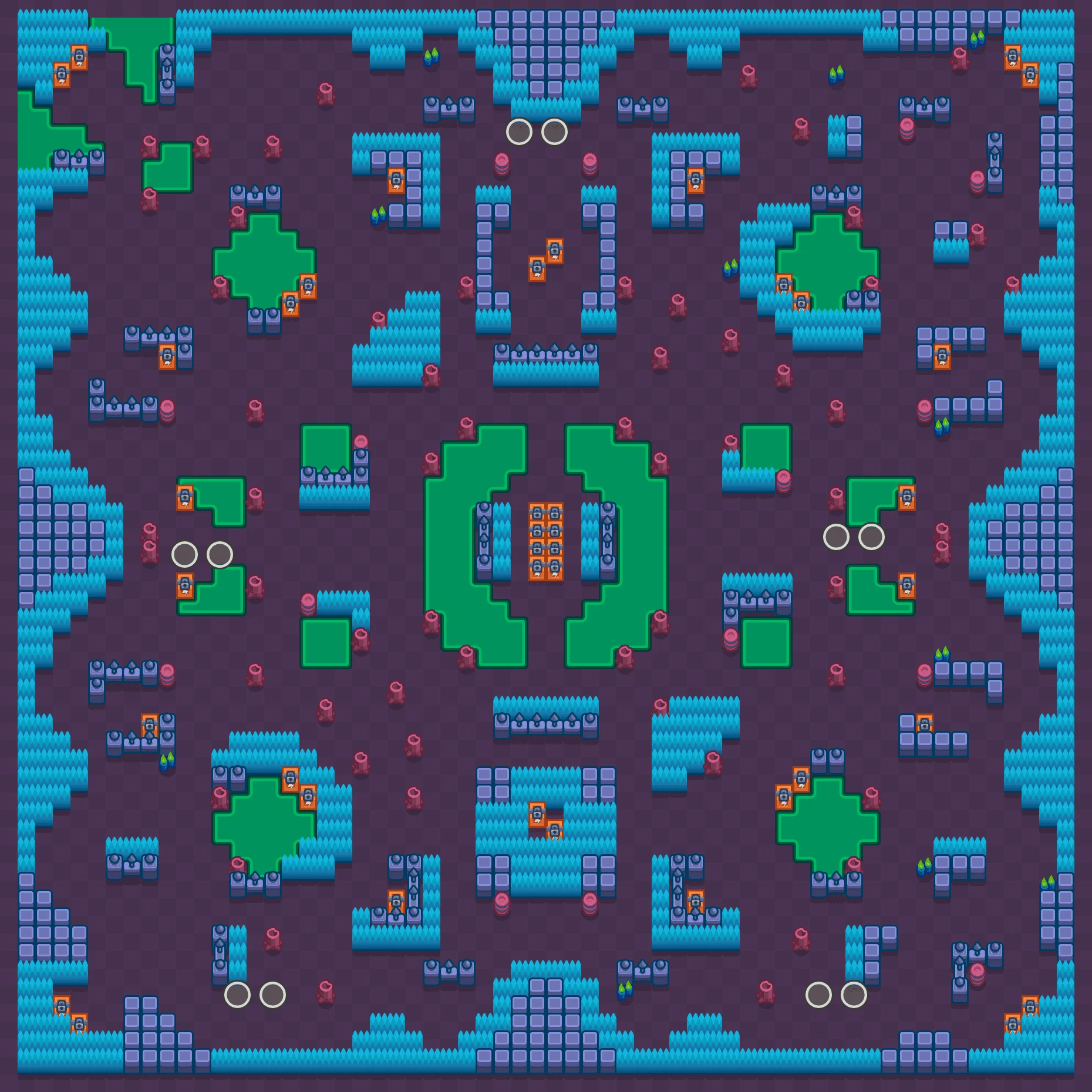 Acid Lakes - Brawl Stars Trio Showdown map layout