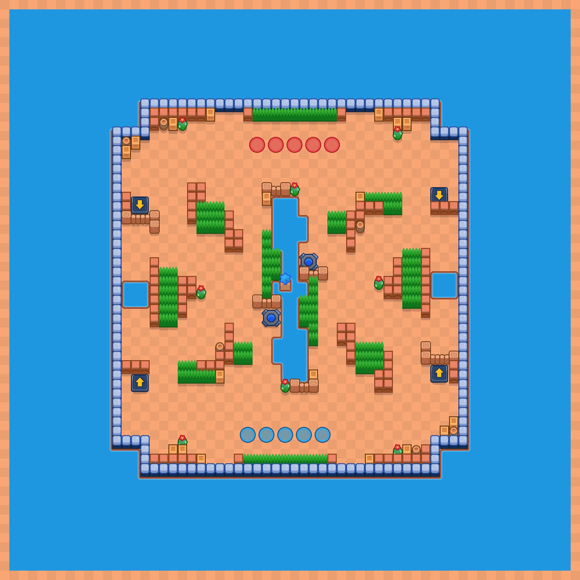 Mirages Of Madness - Brawl Stars Wipeout 5v5 map layout