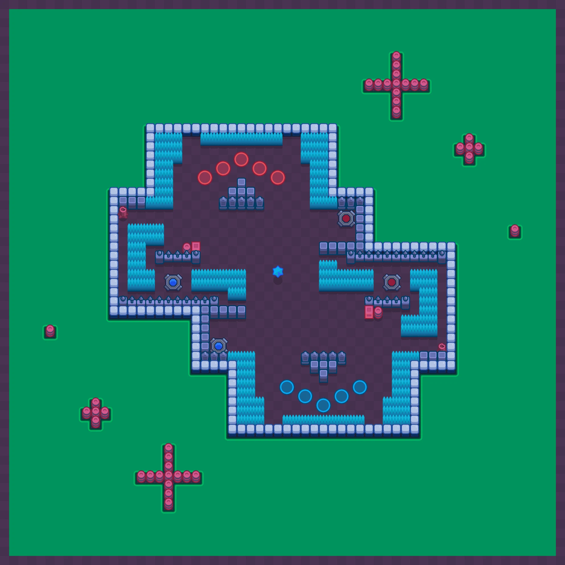 Island Of Finality - Brawl Stars Wipeout 5v5 map layout