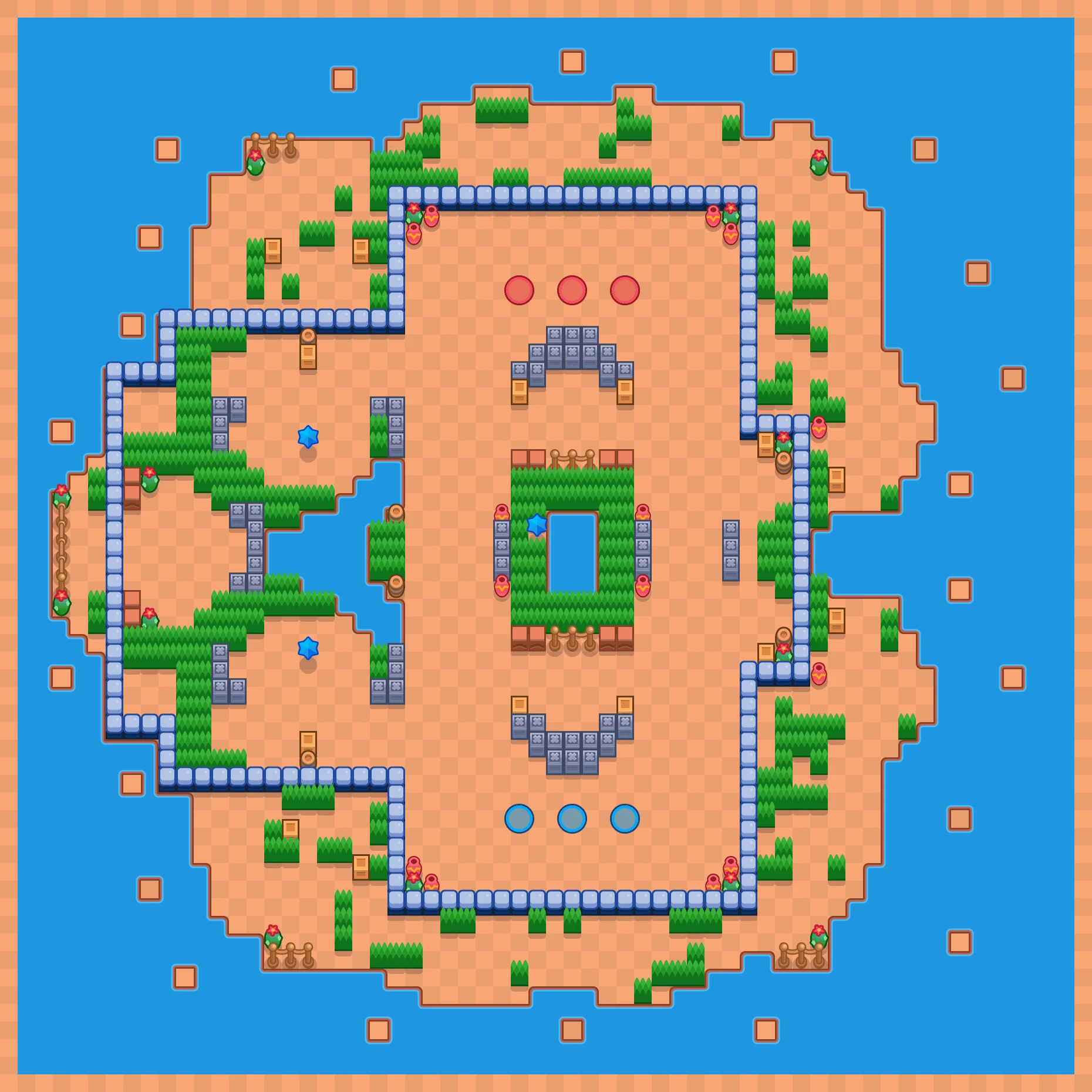 Silver Highlands - Brawl Stars Brawl Arena map layout
