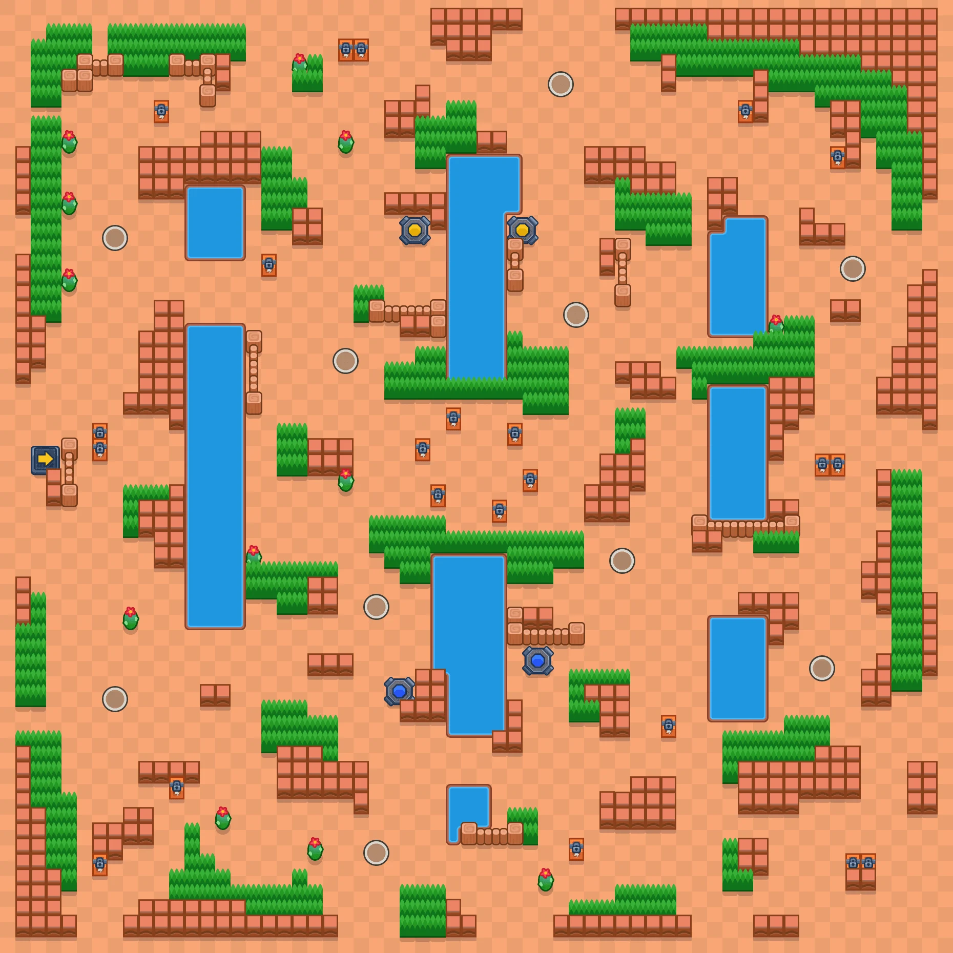 Crossing The Coast - Brawl Stars Solo Showdown map layout
