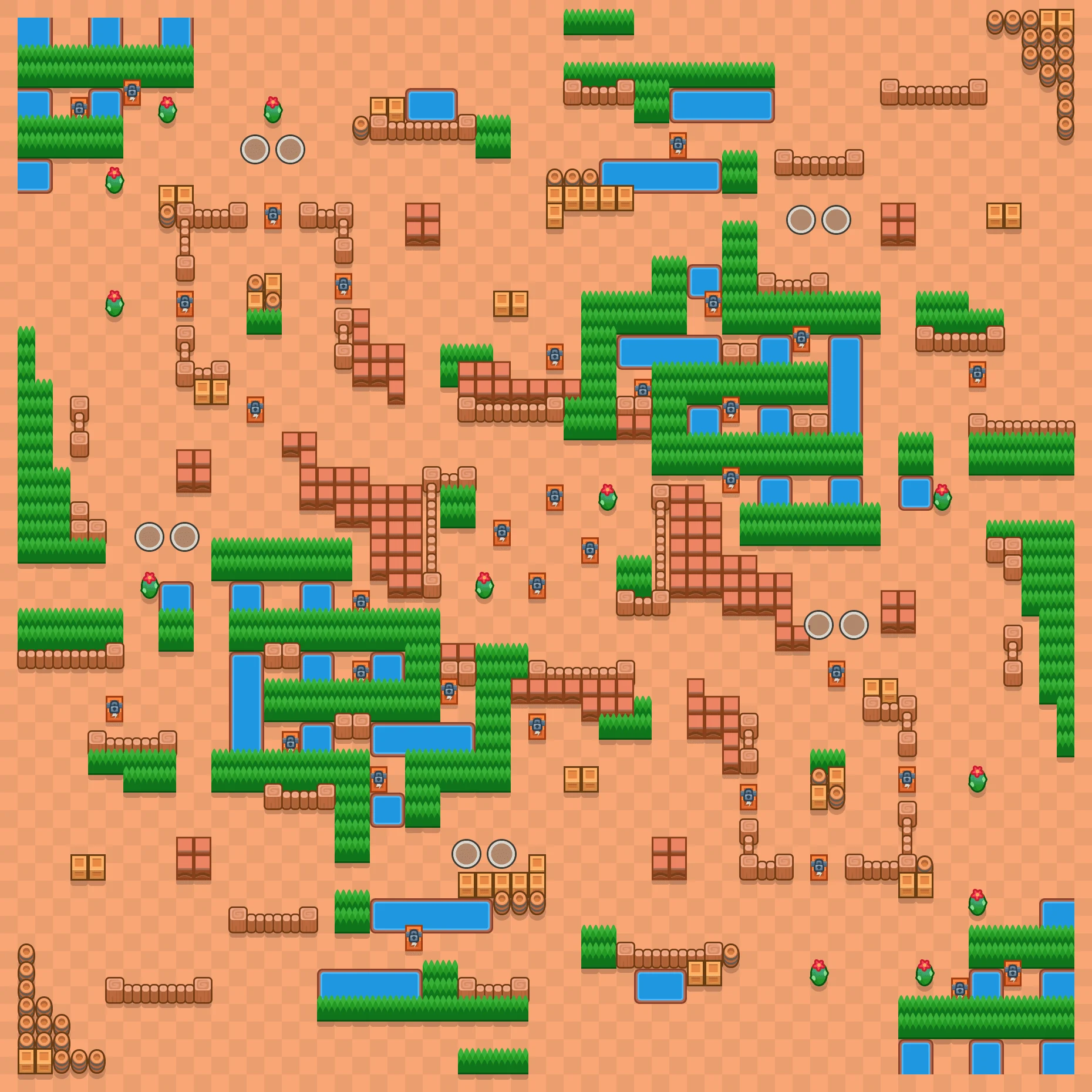 Rice Field - Brawl Stars Duo Showdown map layout